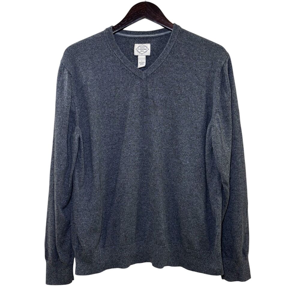 St. John's Bay Men's V-Neck Pullover Sweater Heather Gray Size Large